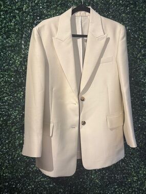 The Frankie Shop Cream Single-Breasted Blazer